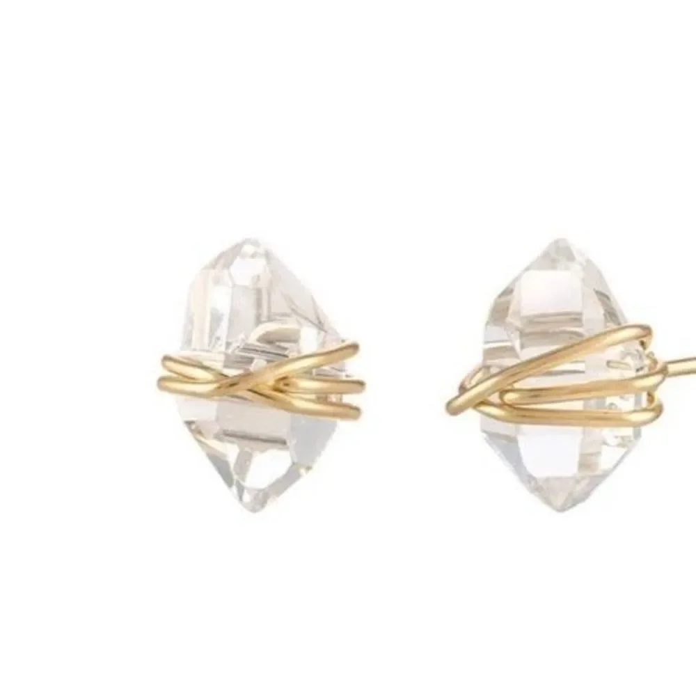 The Crystal Dream Gold plated wrapped lab created sapphire earrings